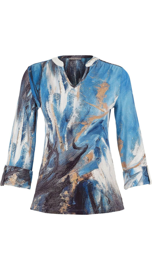 "The Storm" Artist Print Notch Neck Top. Style DOLC75671