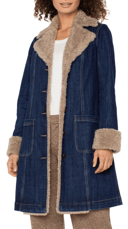 Wool Collar & Cuff Denim Jacket. Style LVLM1C05FH5