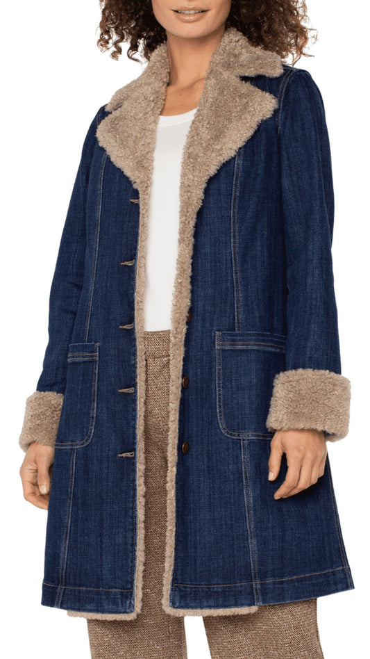 Wool Collar & Cuff Denim Jacket. Style LVLM1C05FH5