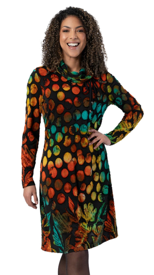 Cowl Neck "Mystic Grove" Dress. Style CAT325129