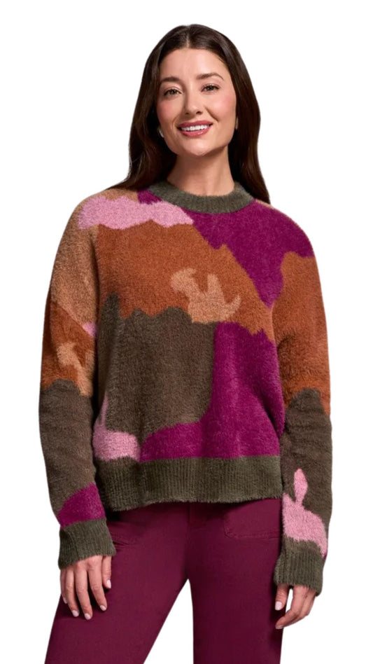 Intarsia Yarn Crew Neck Sweater. Style TR5984O-5090
