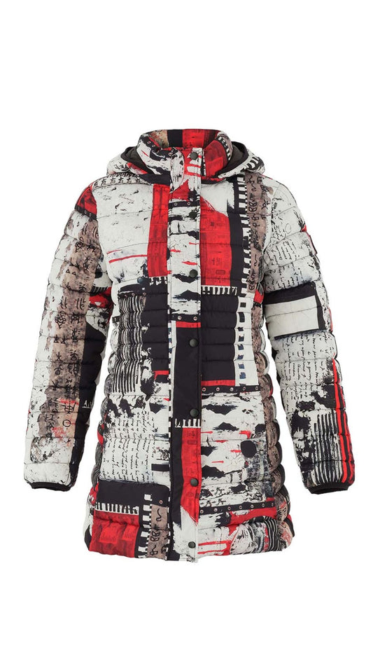 "Bookworm" Artist Print Puffer Jacket. Style DOLC75841