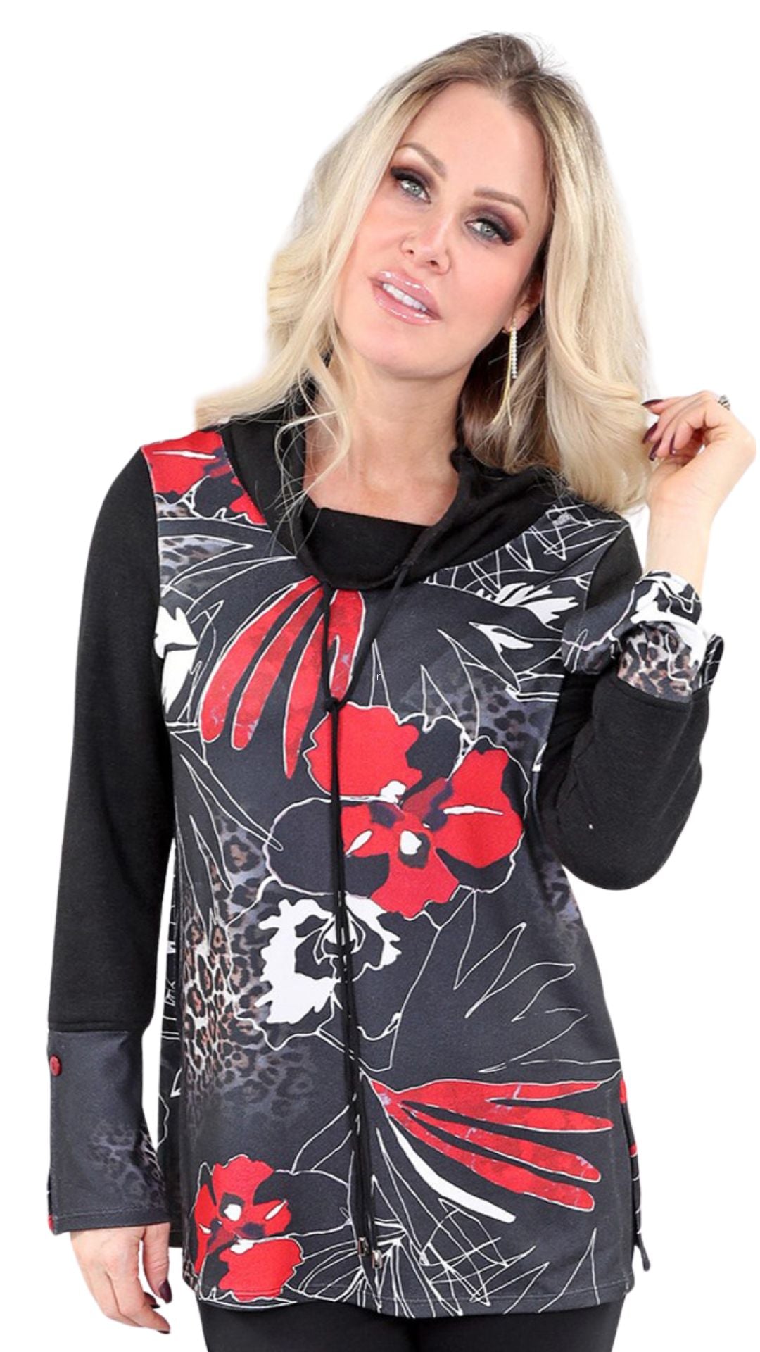 Flower & Cheetah Print Top. Style MT25F1934