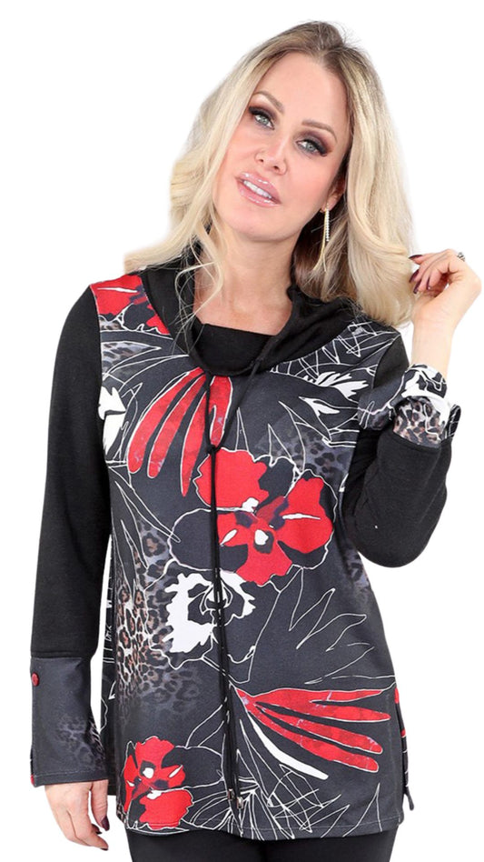 Flower & Cheetah Print Top. Style MT25F1934