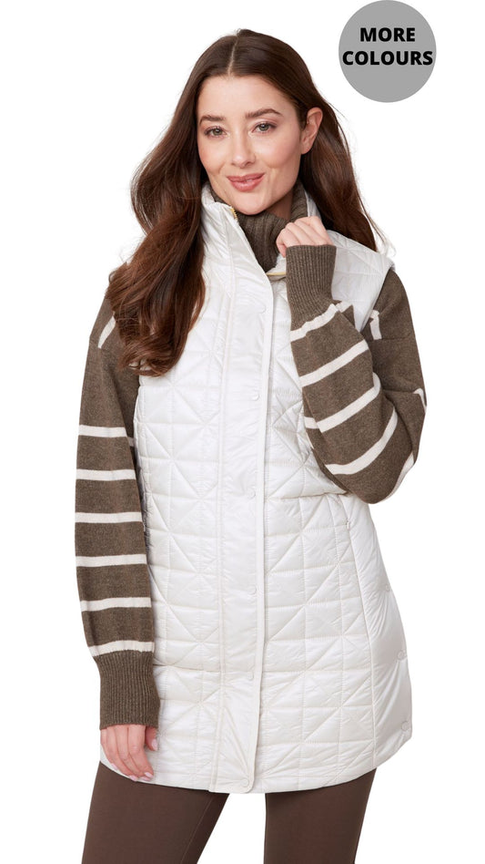 Longline Snap Front Quilted Vest. Style REN3905L-E3034