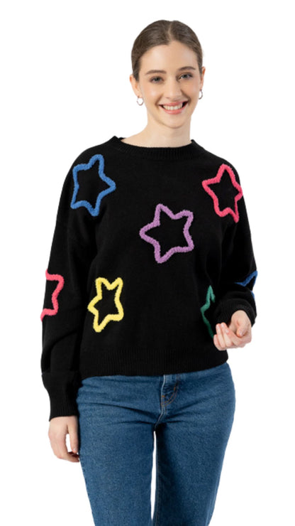 Multi Colour Fuzzy Star Design Sweater. Style FS253D43
