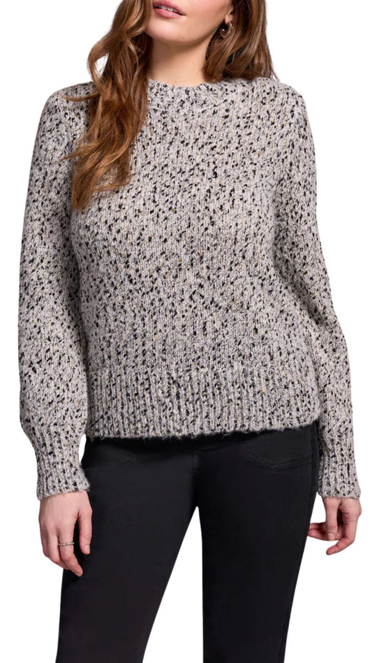 Fuzzy Knit with Gold Flakes Mock Neck Sweater. Style TR2392O-8343