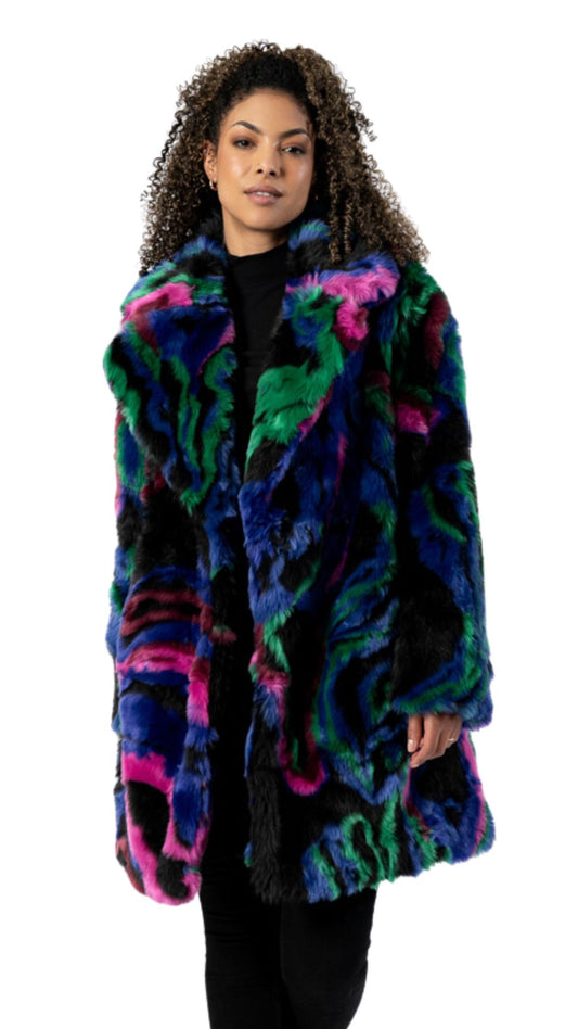 Multi Colour Faux Fur Coat. Style FS253537