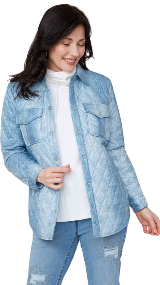 Blue Quilted Long Sleeve Jacket. Style REN3910L-E3036