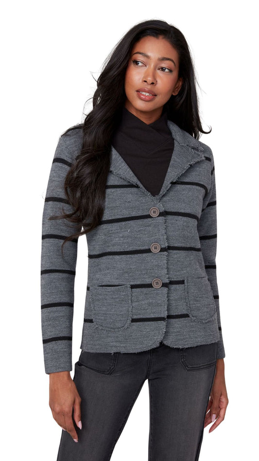 Frayed Edges Button Front Jacket. Style REN3928-4496
