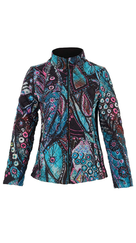 "Enchanted Island" Artist Print Puffer Jacket. Style DOLC75833