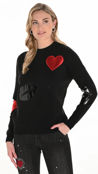 Black Heart Applique Sweater. Style FL253815