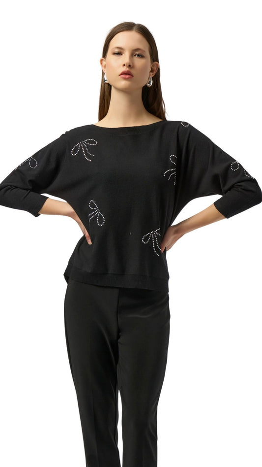 Knit Pullover Bow Detail Sweater. Style JR254950
