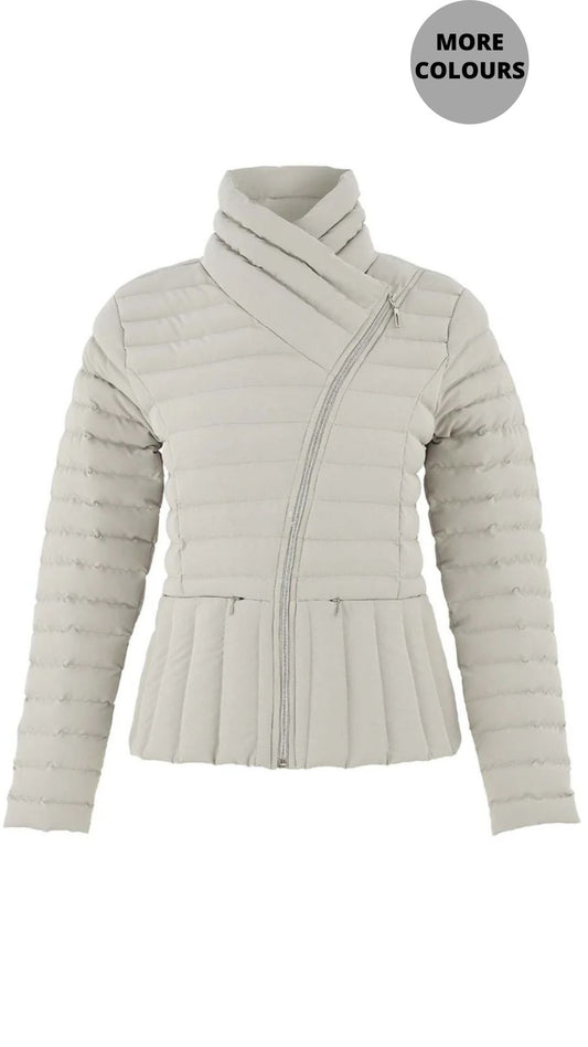 Short Puffer Crossover Collar Jacket. Style DOLC75810