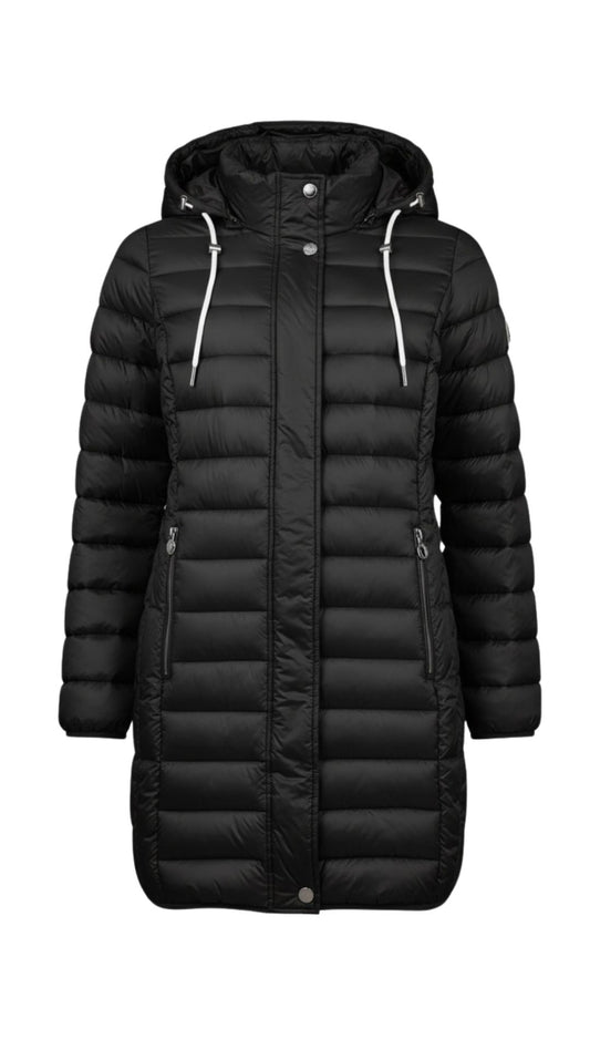 Detachable Hood Quilted Puffer Jacket . Style FR103-BLK