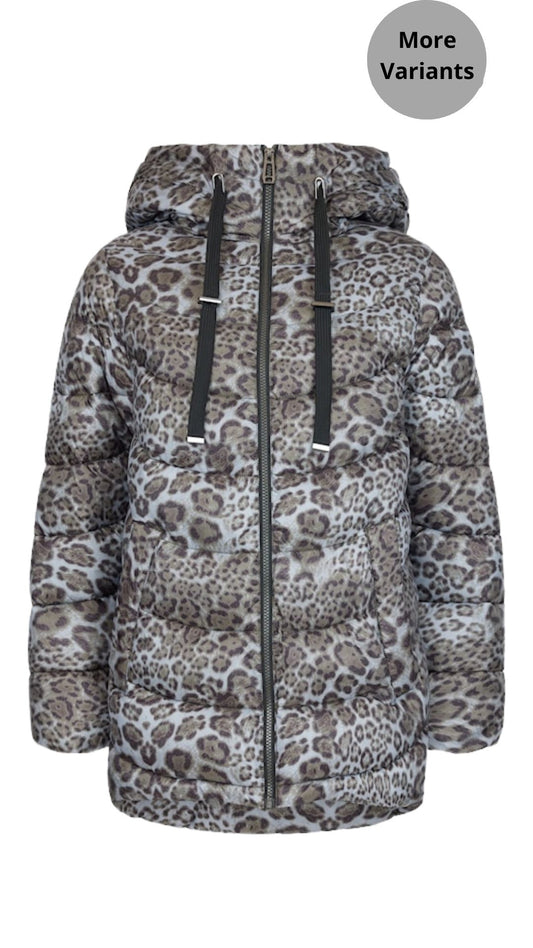 Printed Puffer Hooded Jacket. Style FR320