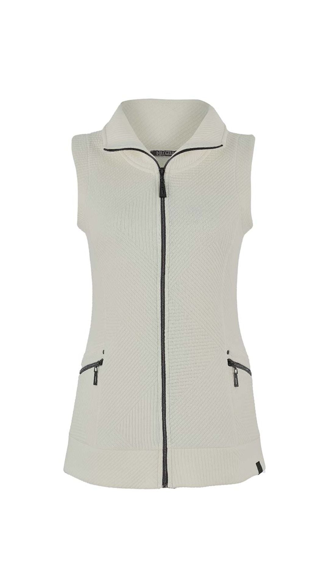 Zip Front Cream Colour Textured Vest. Style DOLC75193
