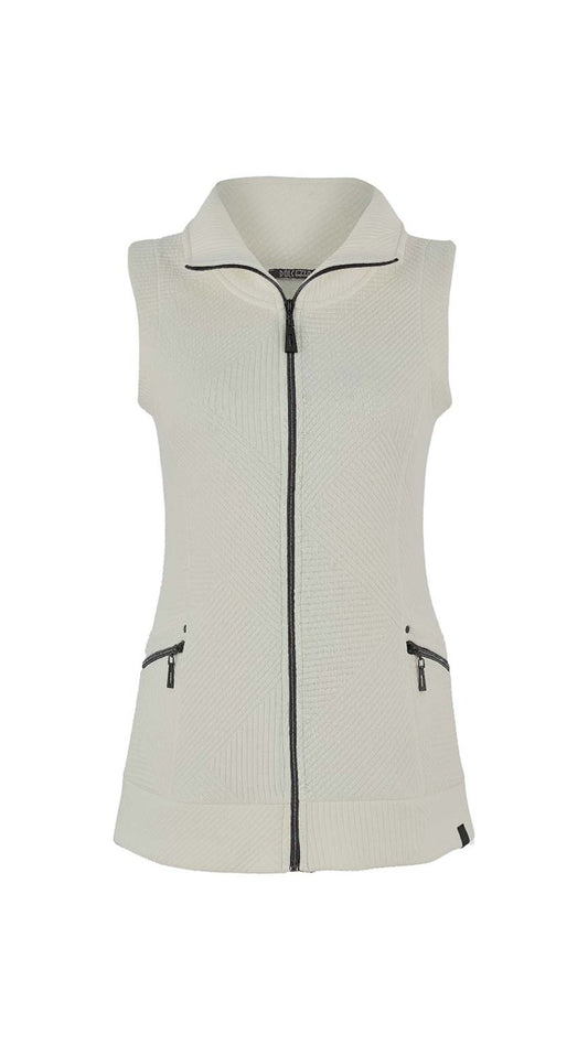 Zip Front Cream Colour Textured Vest. Style DOLC75193