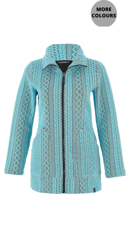 Cable Knit Zip Front Jacket. Style DOLC75212