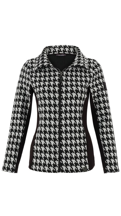Zip Front Houndstooth Collared Jacket. Style DOLC75103