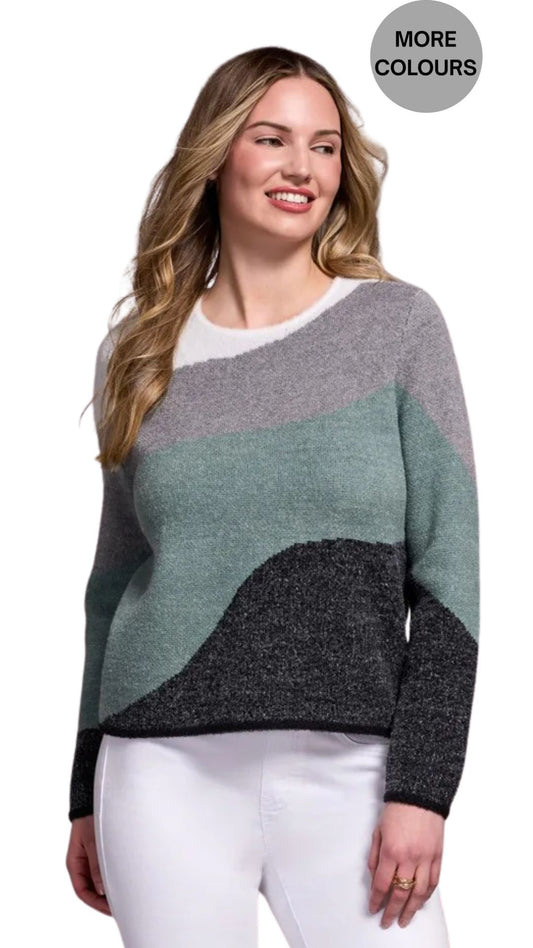 Double Knit Yarn Intarsia Sweater. Style TR6005O-4857