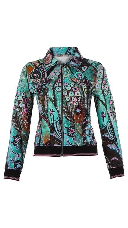 "Enchanted Island" Artist Print Collared Jacket. Style DOLC75729