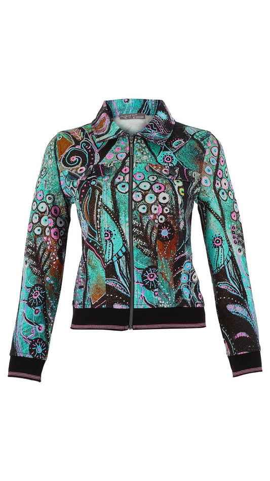 "Enchanted Island" Artist Print Collared Jacket. Style DOLC75729