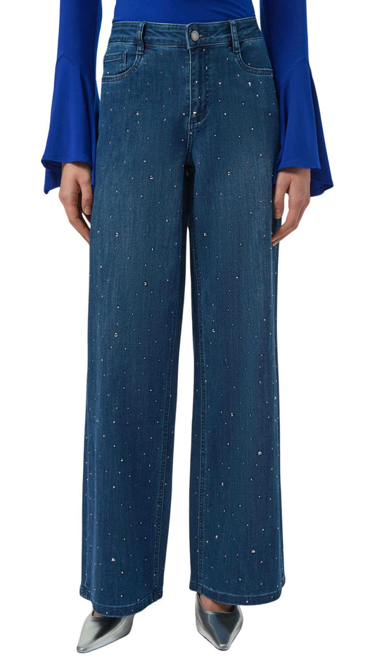 Classic Wide Leg Jeans with Rhinestones. Style JR254921