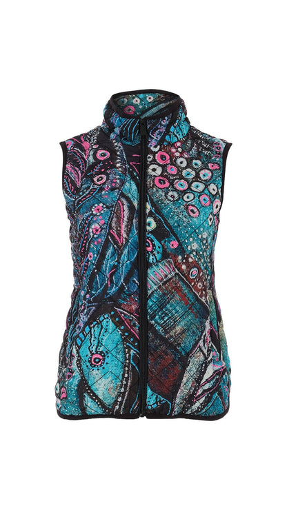 "Enchanted Island" Artist Print Puffer Vest. Style DOLC75822
