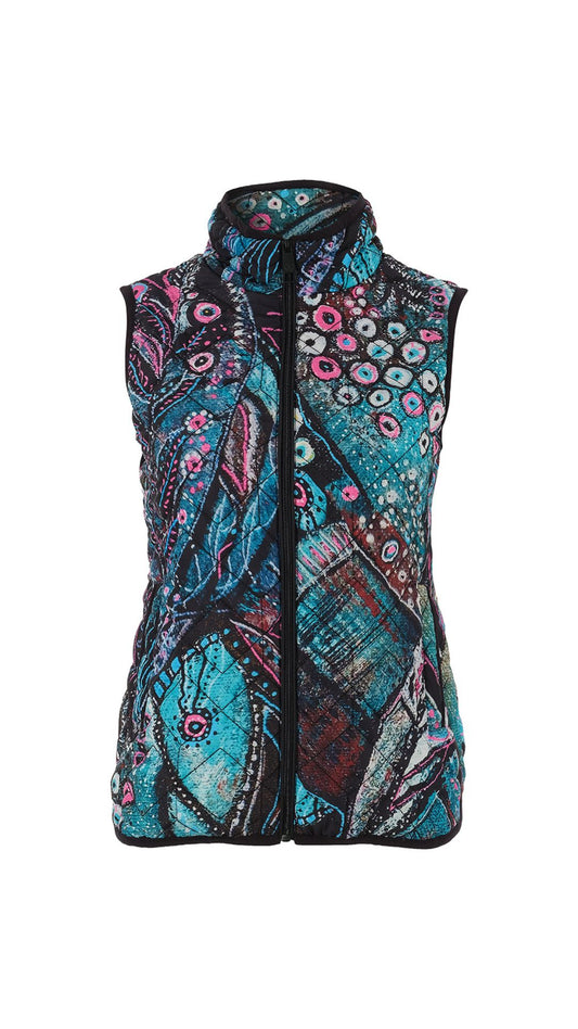 "Enchanted Island" Artist Print Puffer Vest. Style DOLC75822