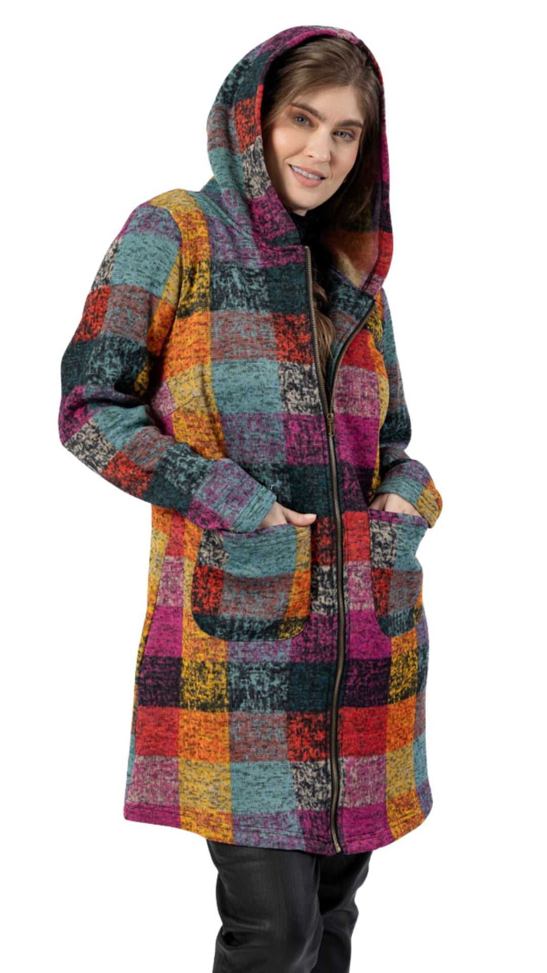 Multi Colour Plaid Coat. Style FS253744