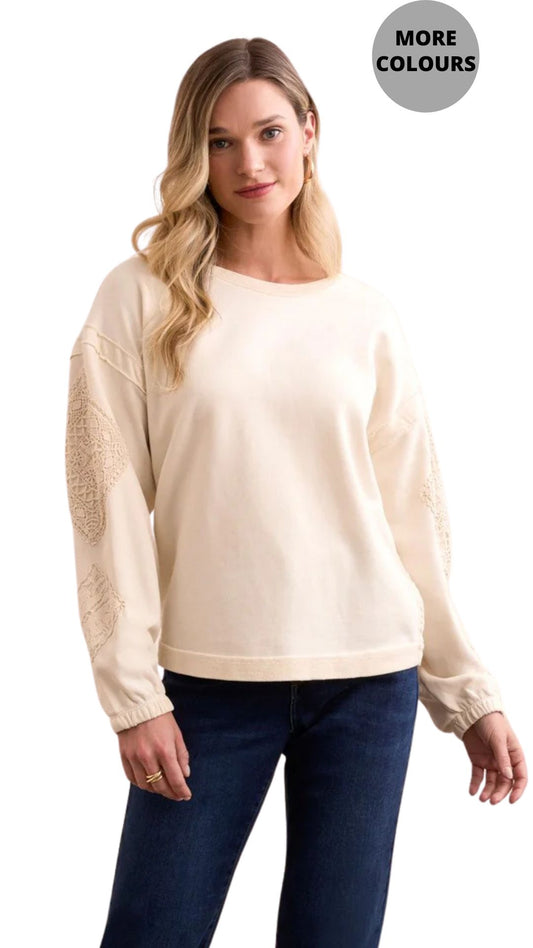 Special Wash Arm Applique Sweater. Style TR5986O-5082