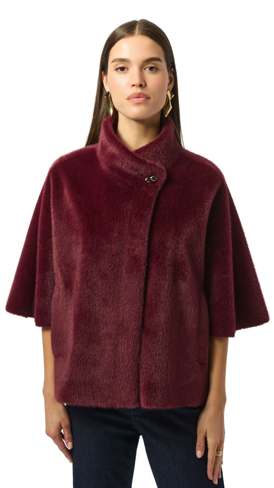 Fur Mandarin Collar Jacket. Style JR253924