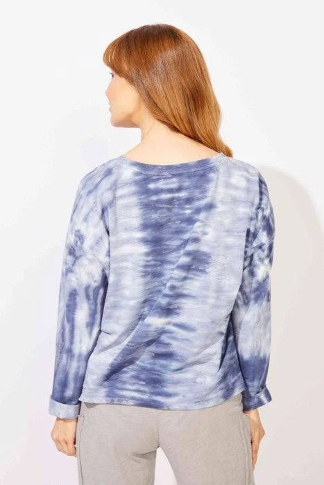Sunset Tie Dye Drop Shoulder Pull-Over. Style ESC45134