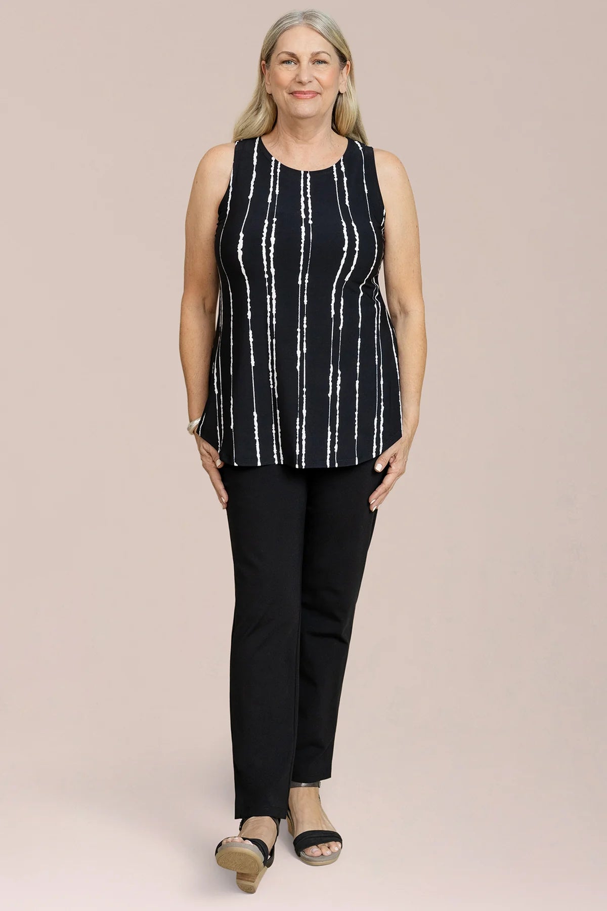 Go To Classic Striped Print Tank. Style SI21118RP