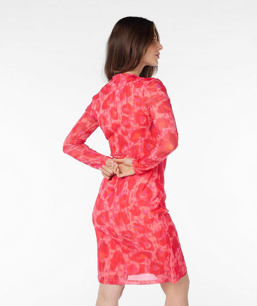 Layered Sheer Fancy Animal Print Dress. Style ESQ30005