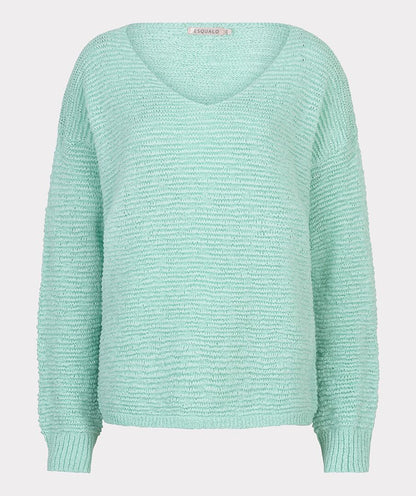 Yarn Drop Shoulder V-Neck Sweater. Style ESQ02020