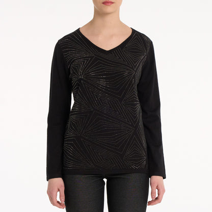 Rhinestone Pattern Lightweight Long Sleeve Top. Style MIGN4066