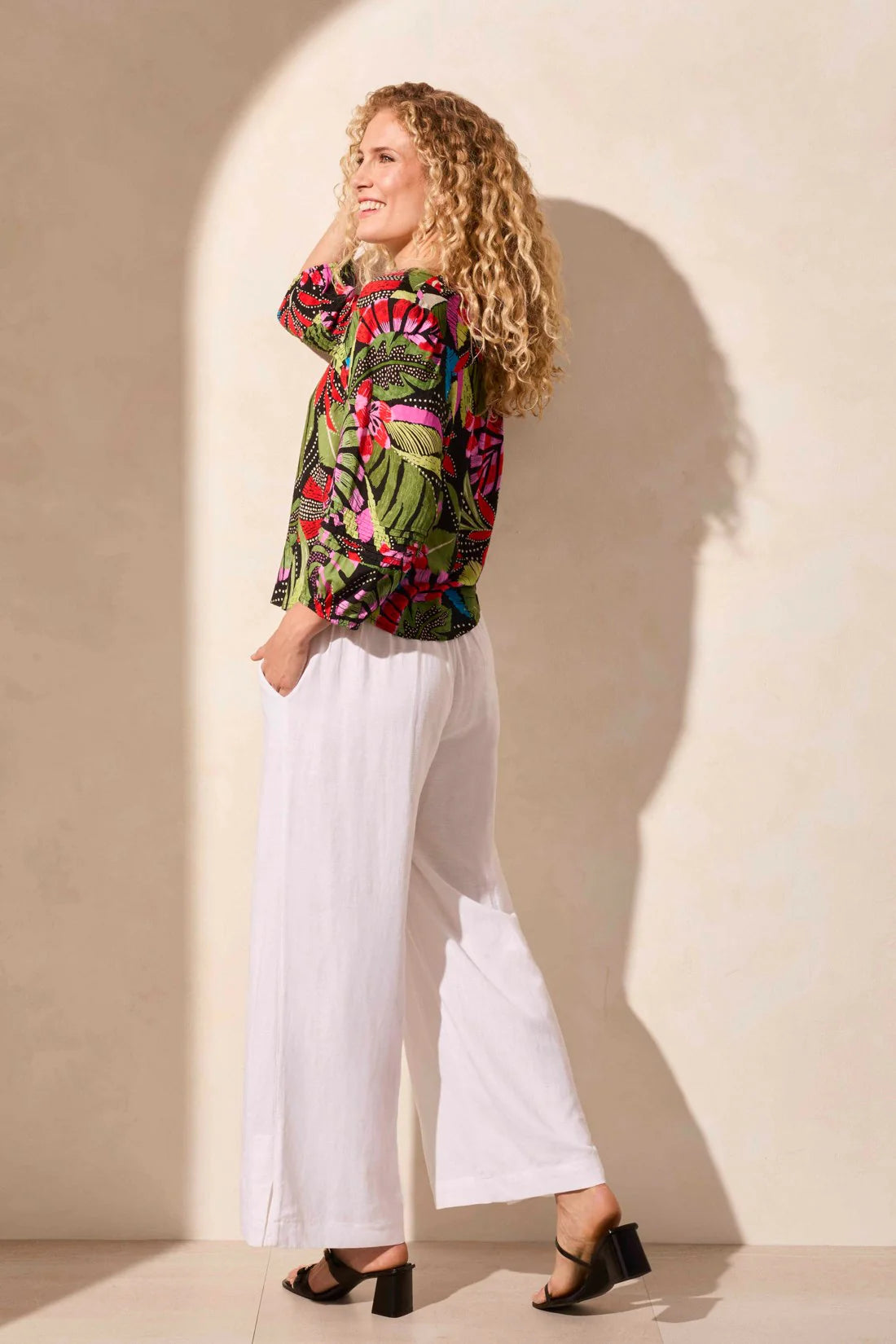 3/4 Sleeve Button-Front Blouse. Style TR1771O-8111