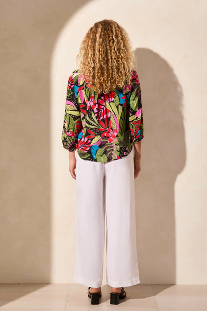 3/4 Sleeve Button-Front Blouse. Style TR1771O-8111