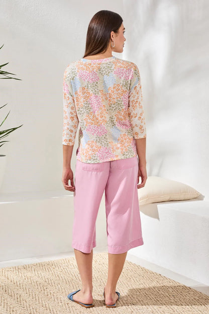 Floral Print 3/4 Sleeve Crew Neck Top. Style TR6124O-1619