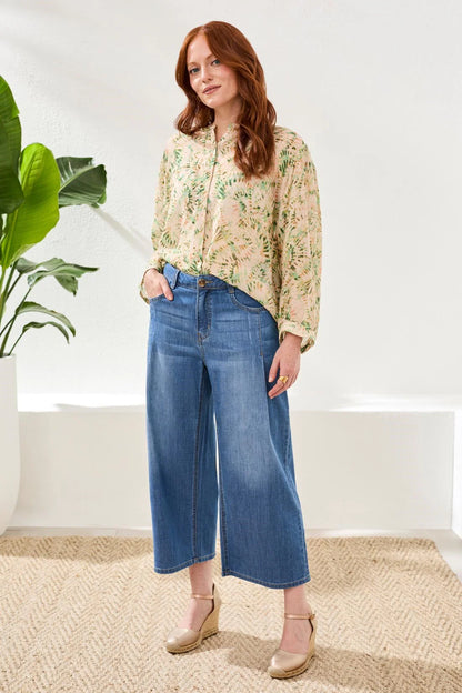 Audrey Pleated Cropped Wide Leg Jean. Style TR6189O-4984
