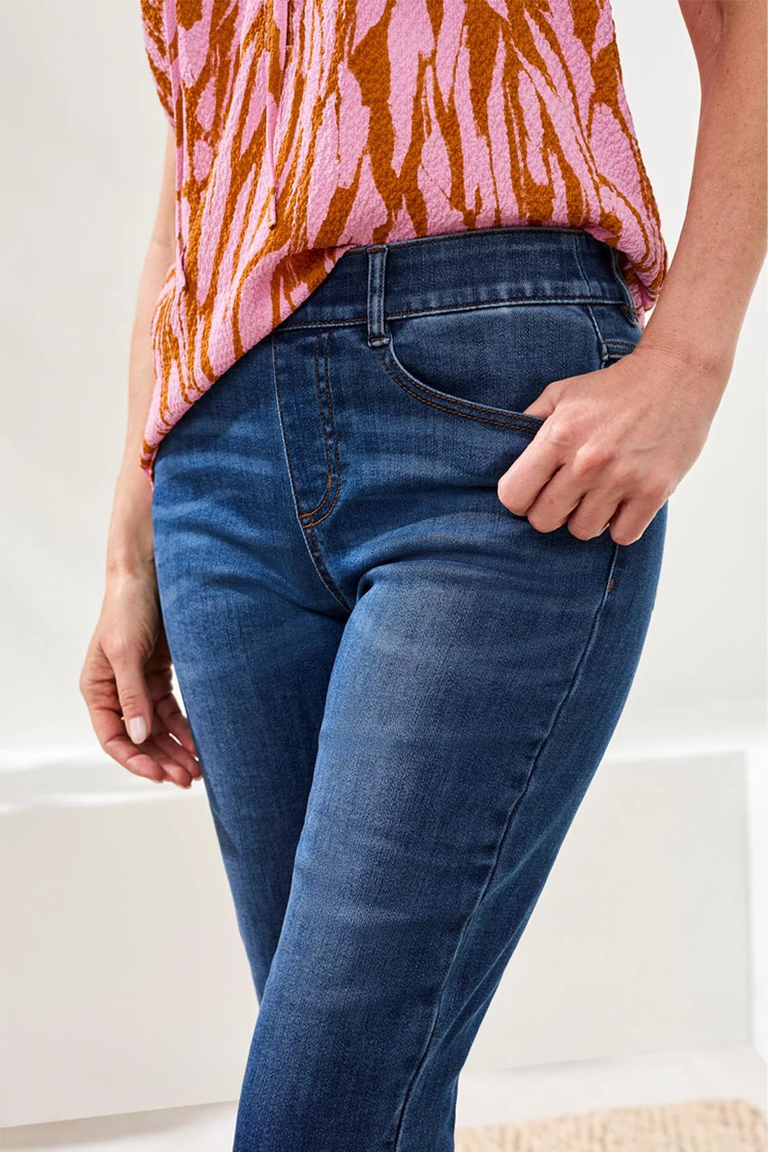 Audrey Pull-On Denim Pedal Pusher. Style TR7674O-5100