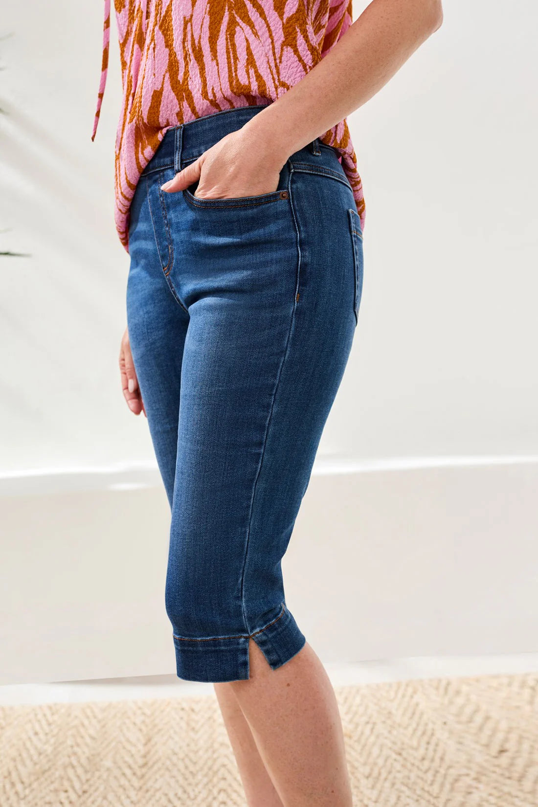 Audrey Pull-On Denim Pedal Pusher. Style TR7674O-5100