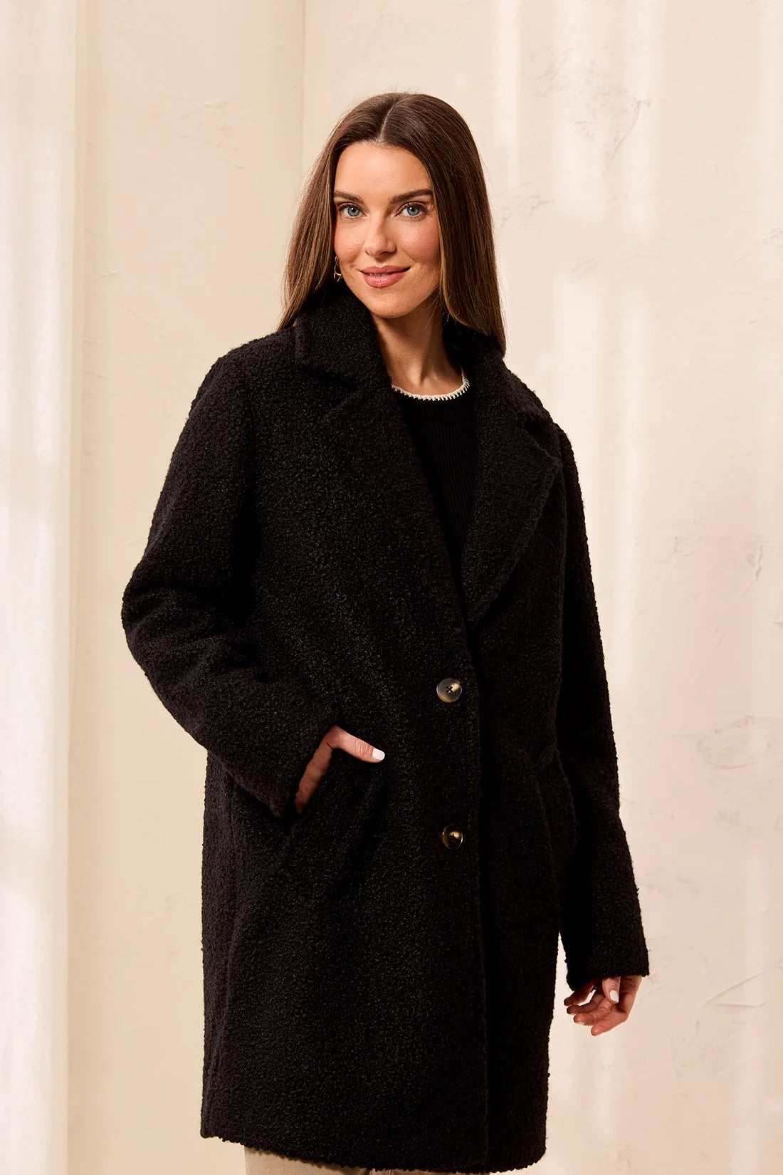 Boucle Button-Front Coat. Style TR3173O-8513