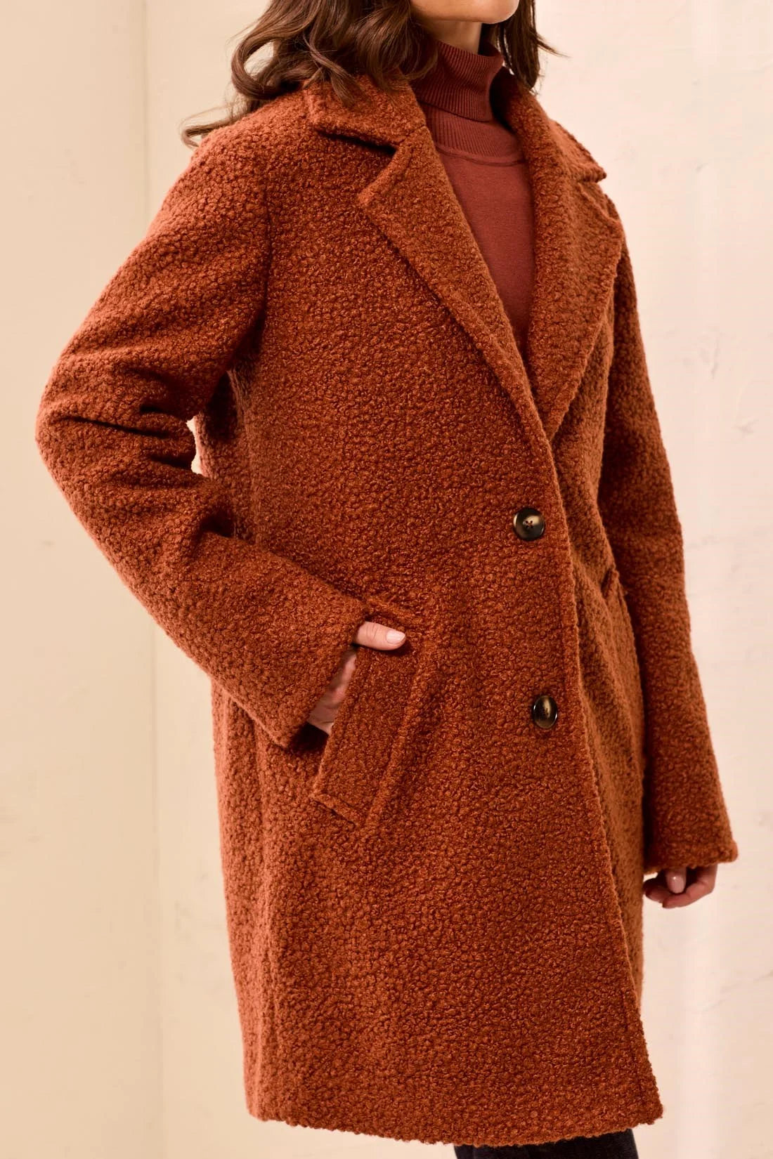 Boucle Button-Front Coat. Style TR3173O-8513