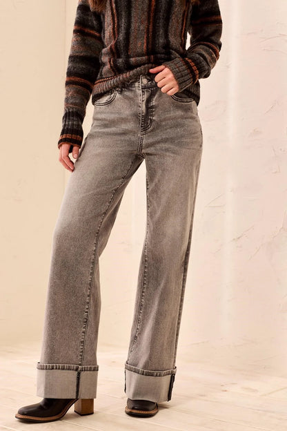 Brooke Palazzo Wide Leg Cuffed Denim Jeans. Style TR5987O-2020