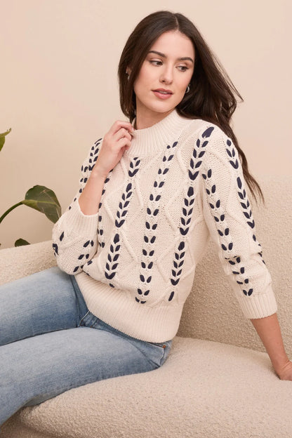 Patterned Cable Stitch Knit Sweater. Style TR2295O-3954
