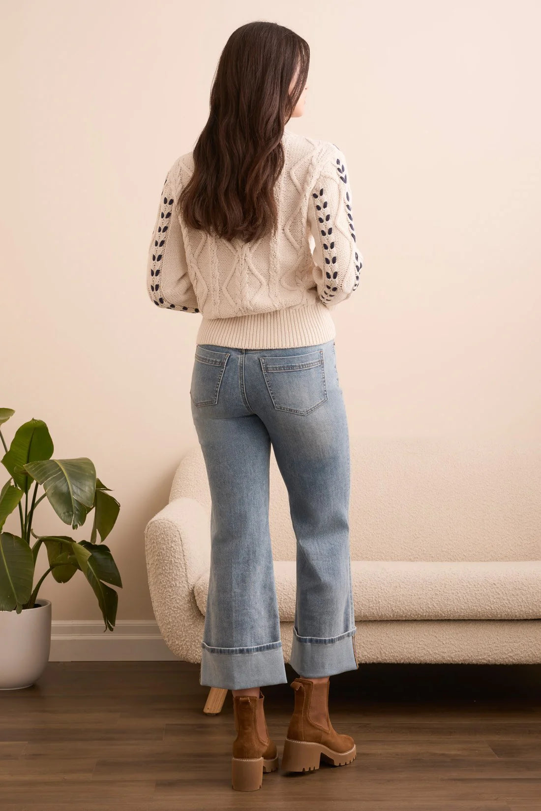 Patterned Cable Stitch Knit Sweater. Style TR2295O-3954