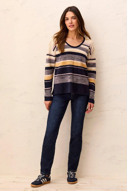 Striped Waffle Knit Cotton Sweater. Style TR2254O-576